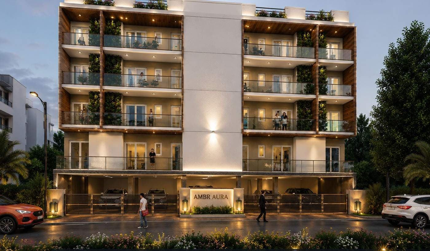 Modern residential building at Ambr Homes, Greater Noida West